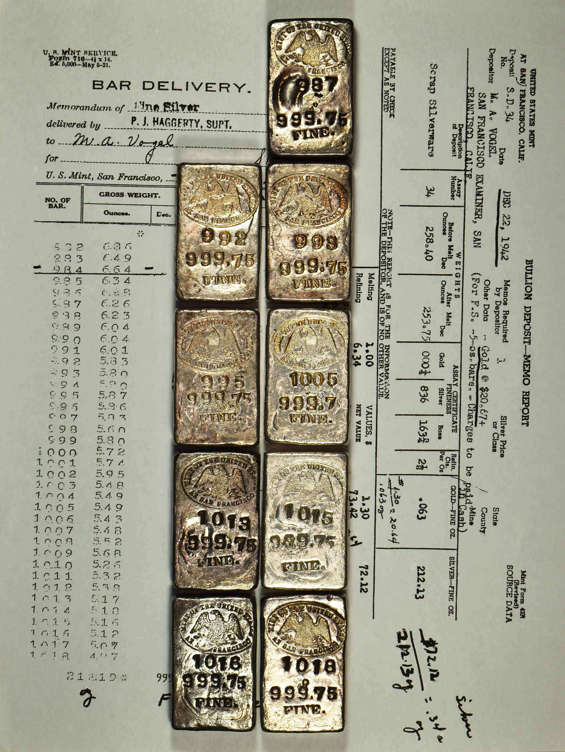 1942 Receipt With Ingots